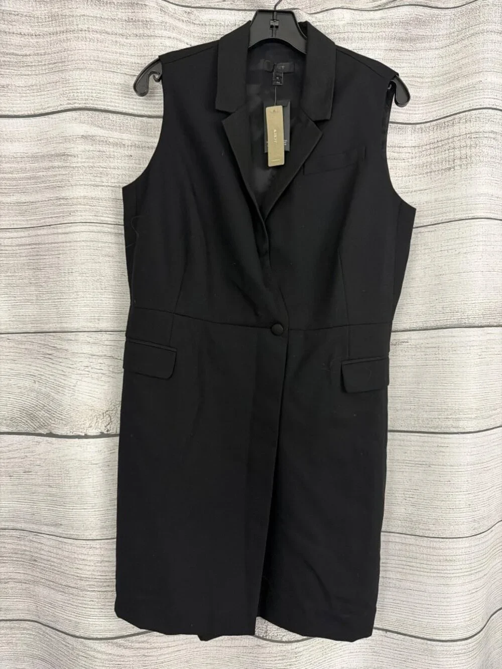 NWT J. Crew Black Tuxedo Sleeveless Blazer Sheath Dress Size 12
